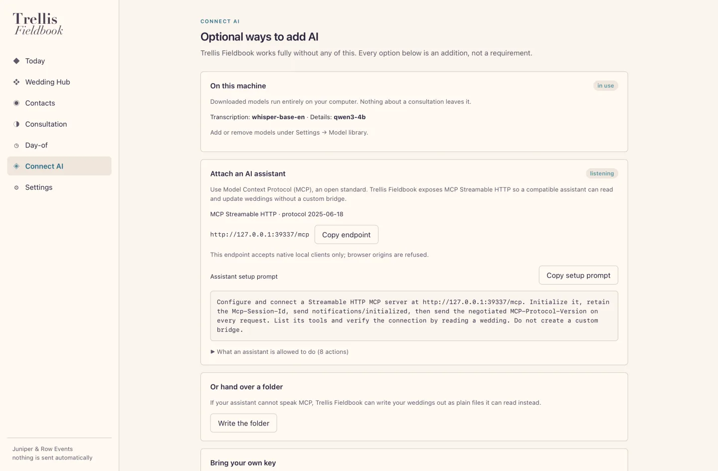 Trellis Fieldbook Connect AI screen